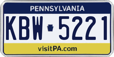 PA license plate KBW5221