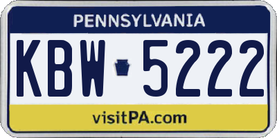 PA license plate KBW5222