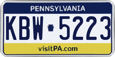 PA license plate KBW5223