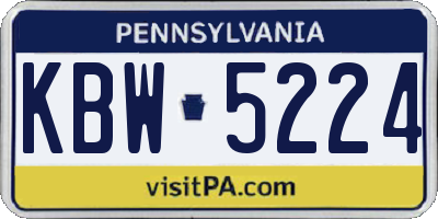 PA license plate KBW5224