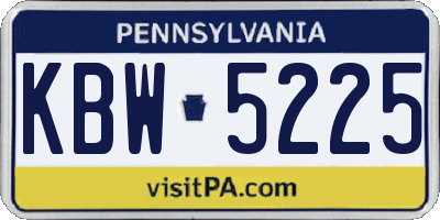 PA license plate KBW5225