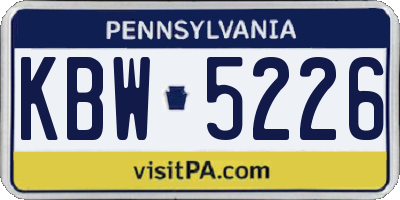 PA license plate KBW5226