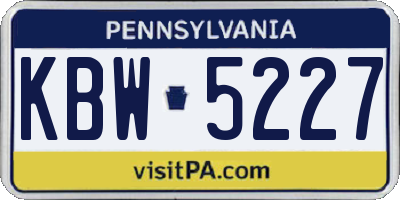 PA license plate KBW5227
