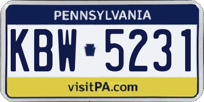 PA license plate KBW5231