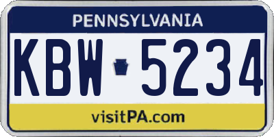 PA license plate KBW5234