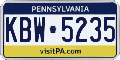 PA license plate KBW5235
