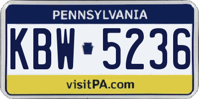 PA license plate KBW5236