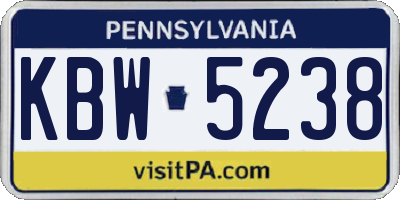 PA license plate KBW5238