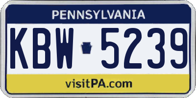 PA license plate KBW5239