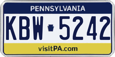 PA license plate KBW5242