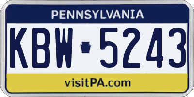 PA license plate KBW5243