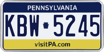 PA license plate KBW5245