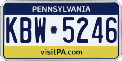 PA license plate KBW5246