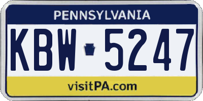 PA license plate KBW5247