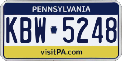 PA license plate KBW5248