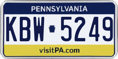 PA license plate KBW5249