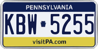 PA license plate KBW5255