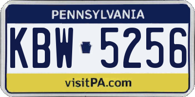 PA license plate KBW5256