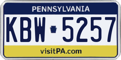 PA license plate KBW5257