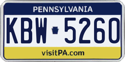 PA license plate KBW5260