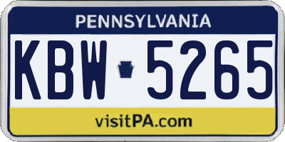 PA license plate KBW5265