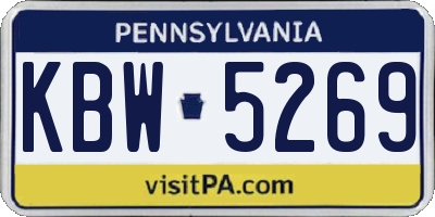 PA license plate KBW5269