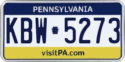 PA license plate KBW5273