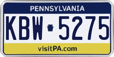 PA license plate KBW5275