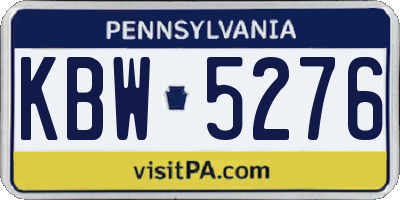 PA license plate KBW5276