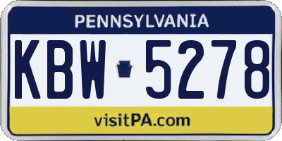 PA license plate KBW5278