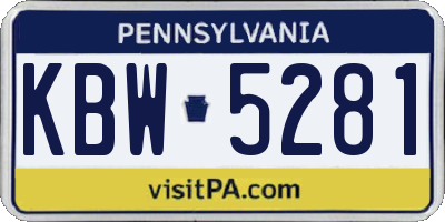 PA license plate KBW5281