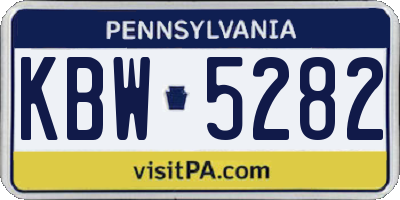 PA license plate KBW5282