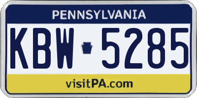 PA license plate KBW5285