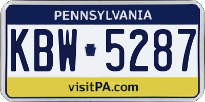 PA license plate KBW5287