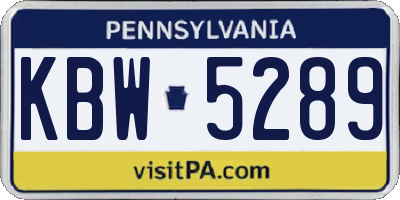 PA license plate KBW5289