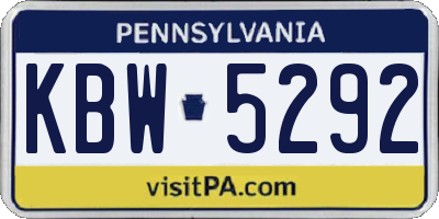PA license plate KBW5292