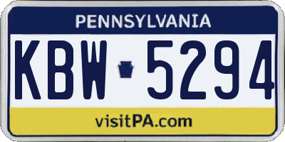 PA license plate KBW5294