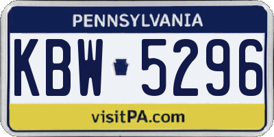 PA license plate KBW5296