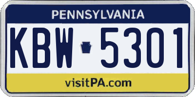 PA license plate KBW5301