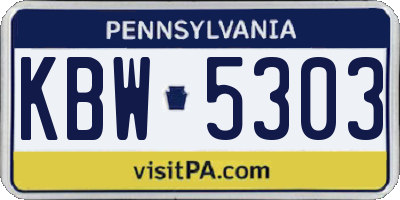 PA license plate KBW5303