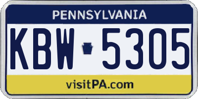 PA license plate KBW5305