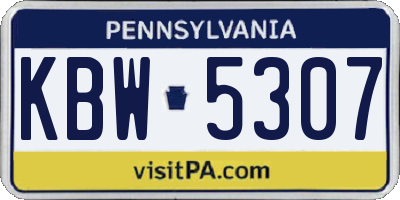 PA license plate KBW5307