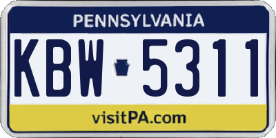PA license plate KBW5311