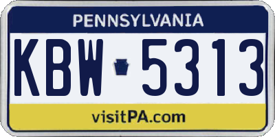 PA license plate KBW5313