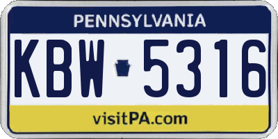 PA license plate KBW5316