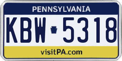 PA license plate KBW5318