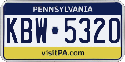 PA license plate KBW5320