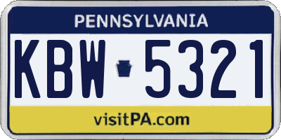 PA license plate KBW5321