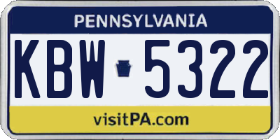 PA license plate KBW5322