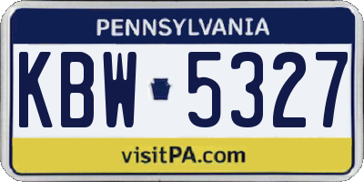 PA license plate KBW5327